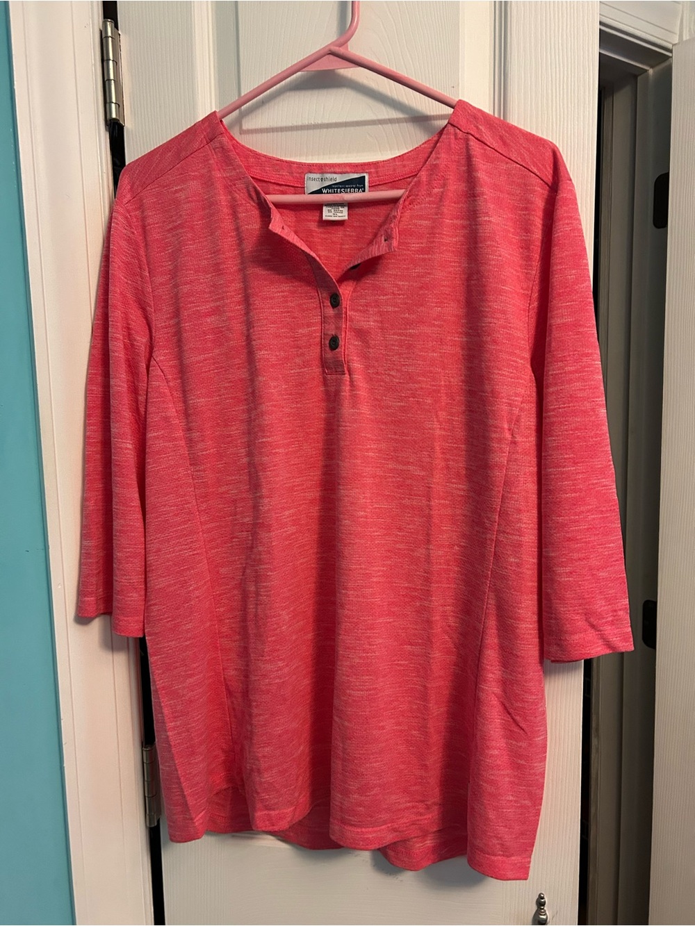 White Sierra Coral Henley Long Sleeve Top
